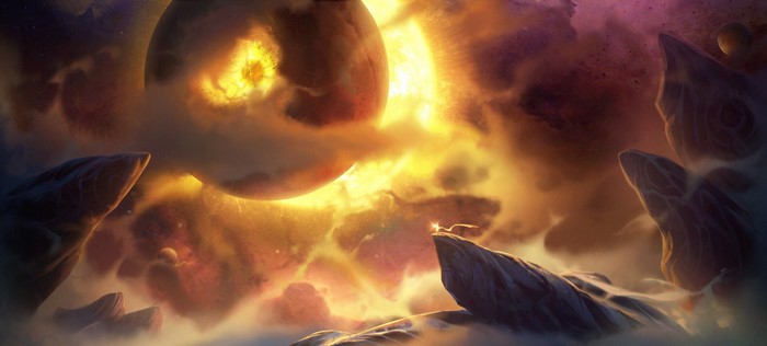 Planetary collision in a nebula with floating rocks