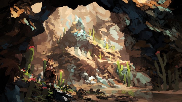 Jean Popo in a fantasy cave landscape