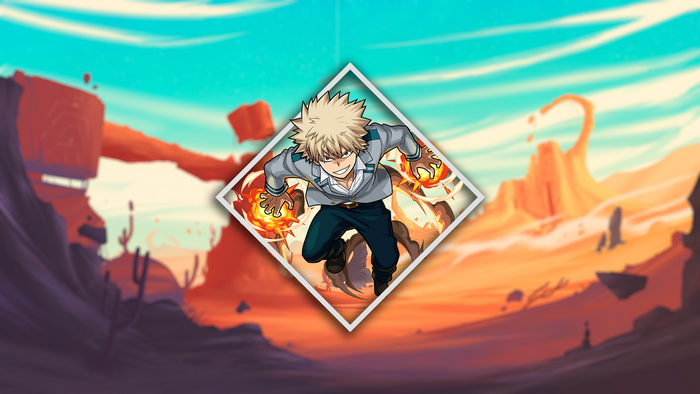 Katsuki Bakugou from My Hero Academia in a desert landscape