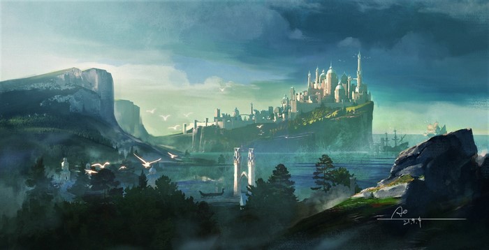 Fantasy Cityscape by Aobo Wang