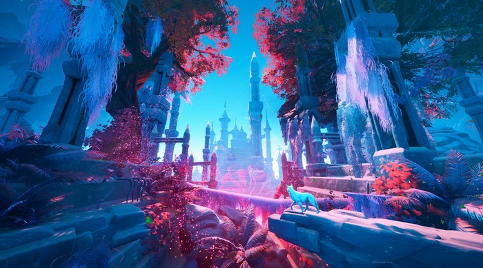 Fantasy castle with blue fox by Tyler Smith