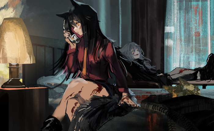 Texas and Lappland from Arknights with Blood