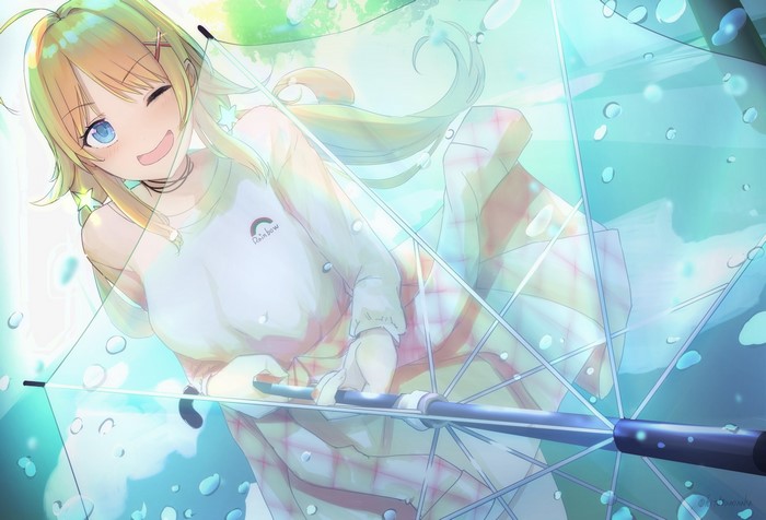 Hachimiya Meguru from THE IDOLM@STER Cinderella Girls holding an umbrella