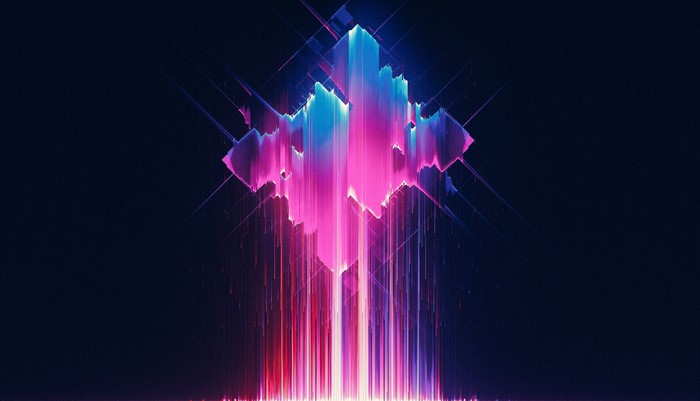 Abstract Glitch Art with Pink and Blue Streaks