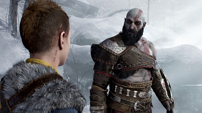 Kratos and Atreus from God of War Ragnarök 4K