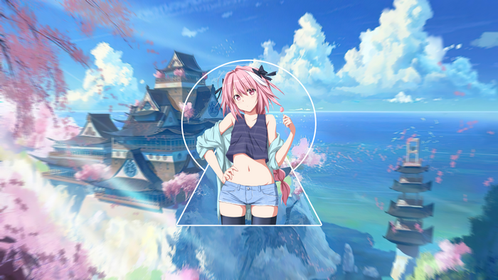 Astolfo from Fate/Apocrypha in a Japanese landscape