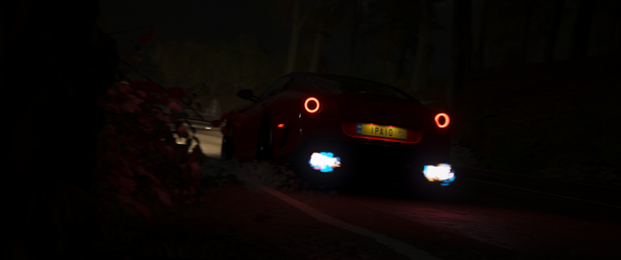 Red Ferrari GTO in Forza Horizon 4 at Night