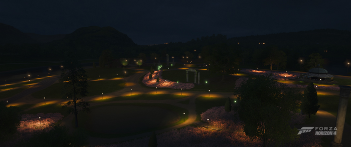 Forza Horizon 4 night park with streetlights