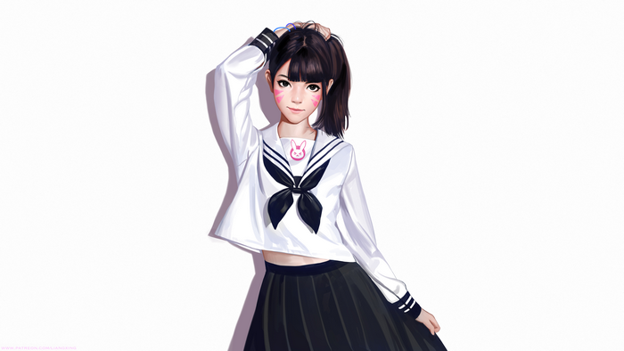 D.Va from Overwatch in a sailor uniform