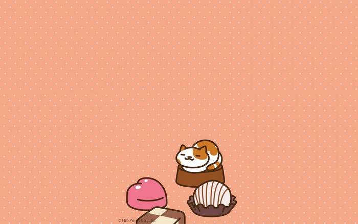 Cat sleeping on chocolate from Nekoatsume