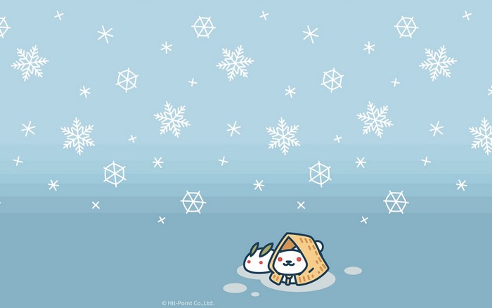 Cute animals under snowflakes