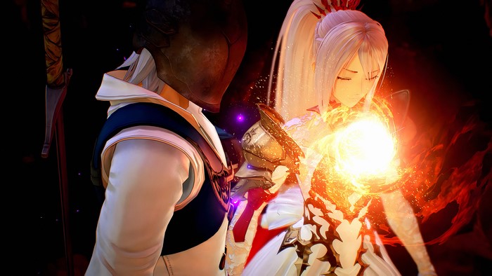 Shionne from Tales of Arise with a masked man
