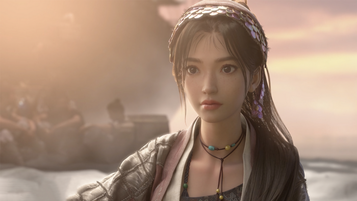 4K Asian girl with beaded necklace and headpiece