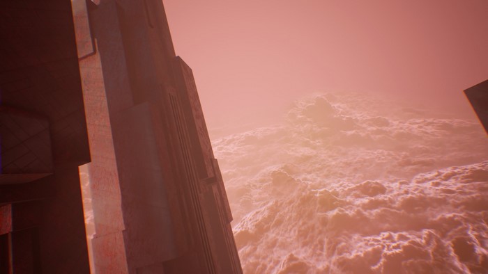 Video game art of a desolate alien landscape