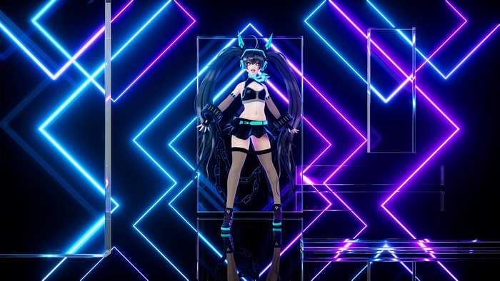 3D Anime Girl with Neon Lights