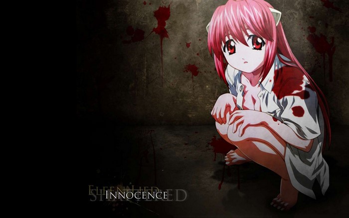Nyu from Elfen Lied covered in blood