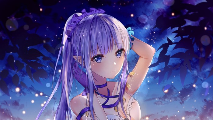 Medea Lily from Fate/Grand Order in a night sky