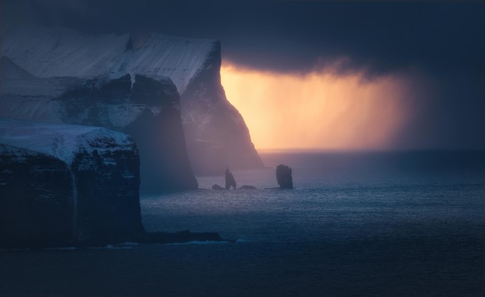 4K, cliff, sea, Faroe Islands, coast