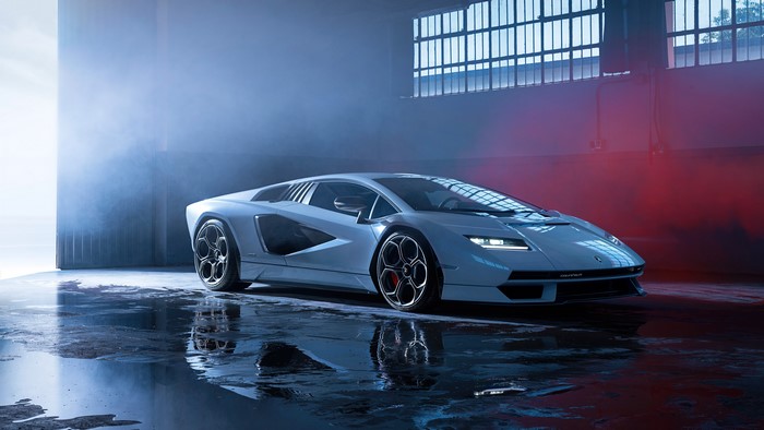 4K, supercars, warehouse, Italian Supercars, low light, Lamborghini Countach, vehicle, Lamborghini, white cars, reflection, car