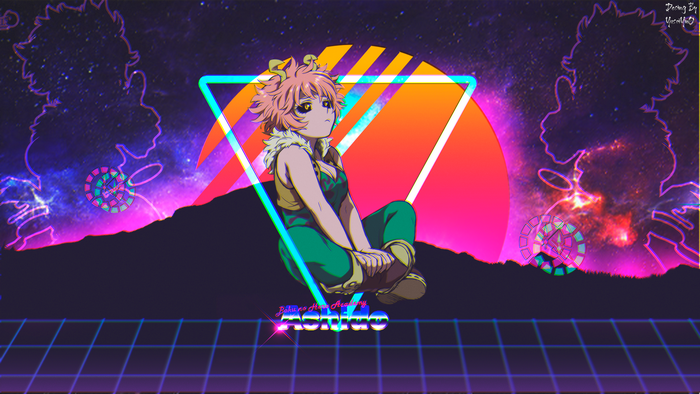 Boku no Hero Academia, retro style, picture-in-picture, anime girls, pink hair