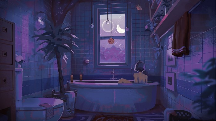bathroom, women, bathtub