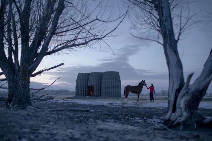 house, winter, cabin, modern, architecture, 3D Printed, horse