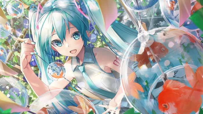 Hatsune Miku, aqua hair, blue eyes, Daidou, Vocaloid, anime girls, anime, artwork