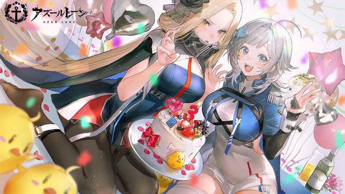 cake, anime, Seattle (Azur Lane), LAL!ROLE, Azur Lane, anime girls, artwork, Bunker Hill (Azur Lane)