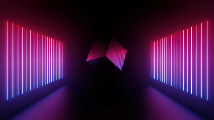 4K Abstract 3D Cube with Neon Lights