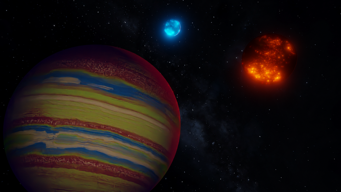 space, 3D graphics, space art, Gas giant, Blender, red sun, Sun