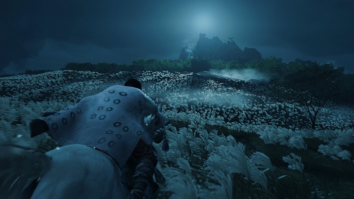 4K, Ghost of Tsushima, screen shot, PlayStation 4, 4K, night, video games, Jin Sakai, Playstation 5