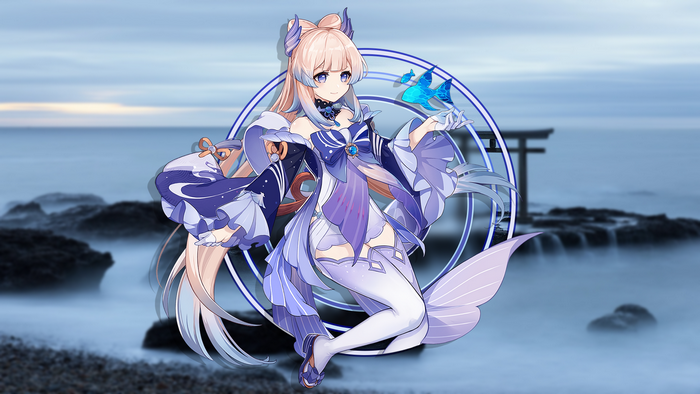 Sangonomiya Kokomi (Genshin Impact), Genshin Impact, picture-in-picture, anime girls