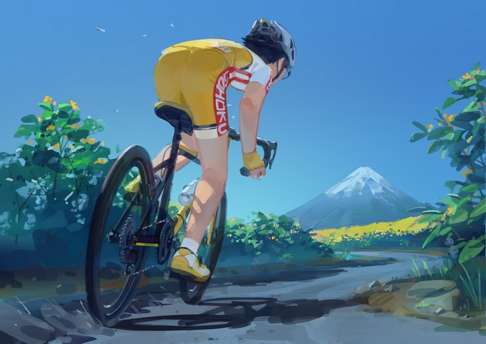 4K, mountains, bycicle, sport, ddal, cycling, artwork