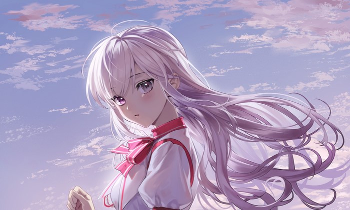 heterochromia, anime, silver hair, long hair, anime girls, ninto