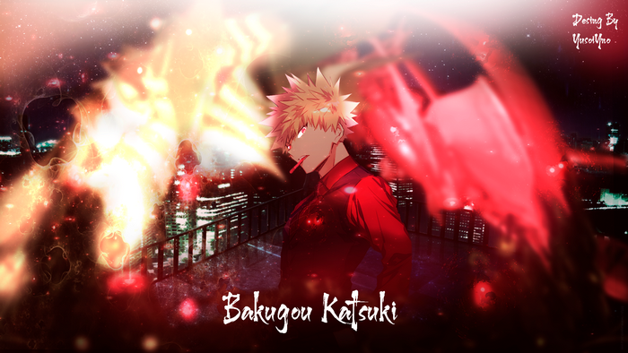 Bakugō Katsuki, signature, Boku no Hero Academia, yellow hair