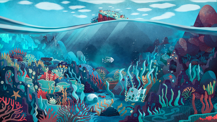 coral, sea, coral reef, water, waves, Tristan Gion, underwater, fish, seaweed