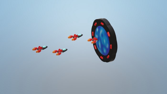 3D Stargate with spaceships