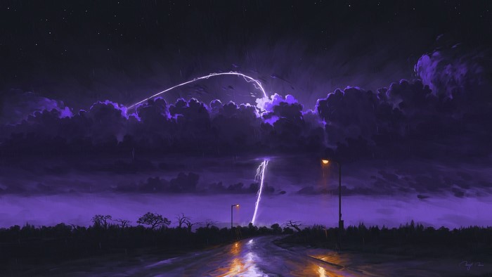 clouds, BisBiswas, digital painting, night