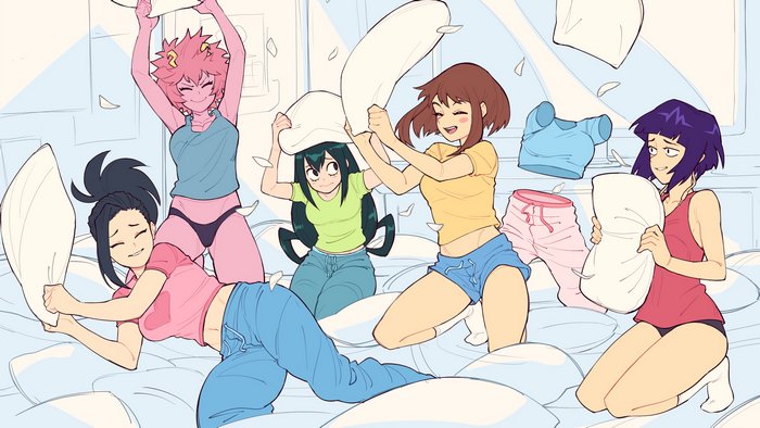 Uraraka Ochako and Friends Pillow Fight Scene