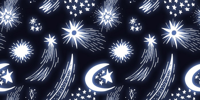 4K, blue, stars, lights, space, pattern, sky, digital art, dark, vector, artwork, comet, Moon, abstract, shiny