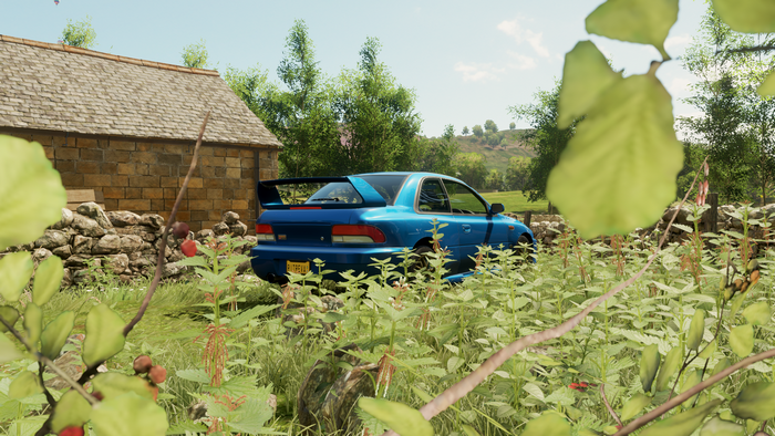 Subaru Impreza WRX STi, vehicle, Subaru, Forza Horizon 4, screen shot, car, blue cars, video games, Subaru Impreza