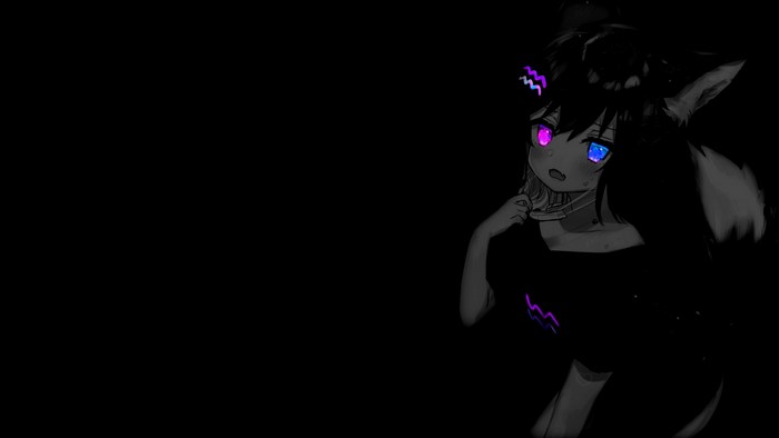 monochrome, animal ears, anime girls, selective coloring, tail, anime