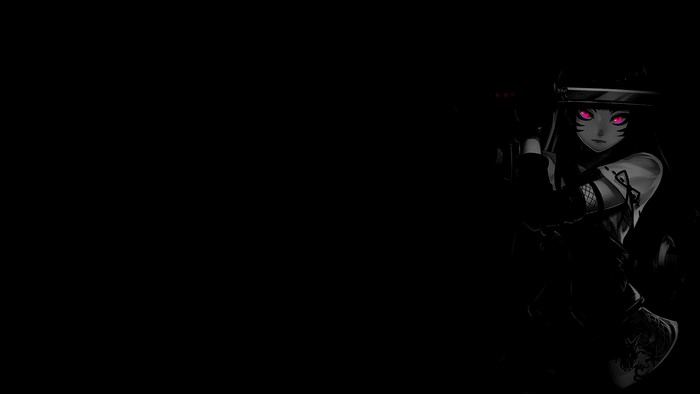 monochrome, sword, anime girls, selective coloring, anime