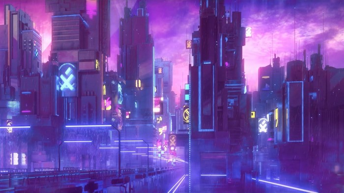 Futuristic Cyberpunk Neon Cityscape