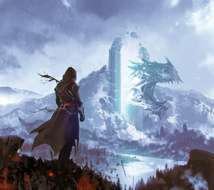 Fantasy Art Featuring Dragon and Portal