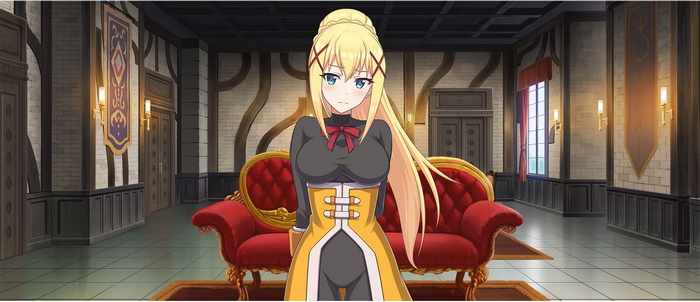 blonde, Kono Subarashii Sekai ni Shukufuku wo!, anime girls, bodystockings, Darkness (KonoSuba), blue eyes