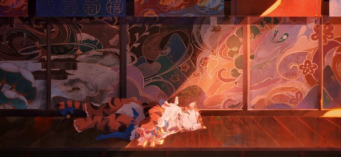 4K, bunny ears, tiger, dappled sunlight, kunatata, white hair, original characters