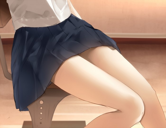 black skirts, legs, thighs, chair