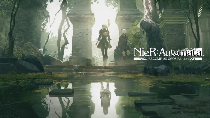 4K, video games, NieR, reflection, Nier: Automata, video game art