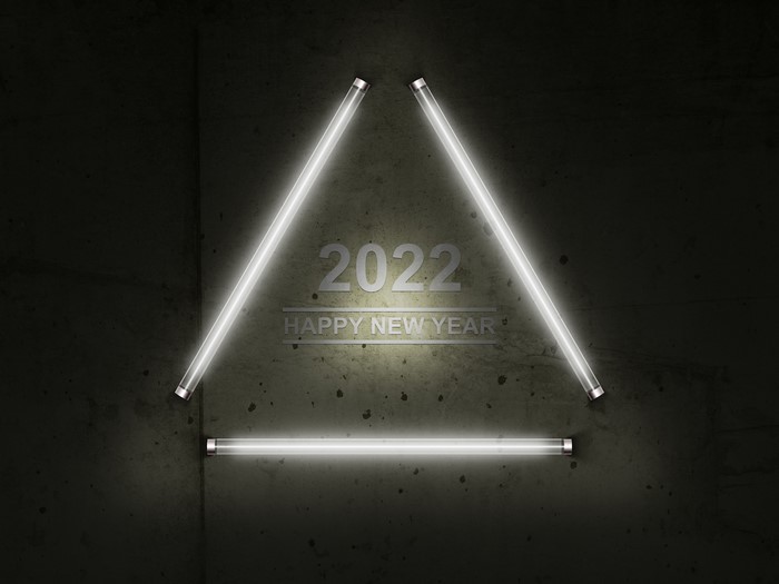 4K, 2022, New Year, fluorescent light